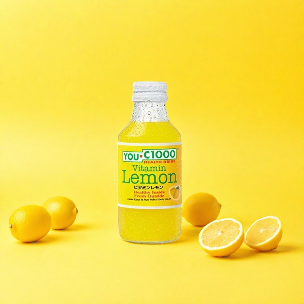 Click to enlarge C100 Vitamin Lemon on Yellow Background with Scattered Lemons 4